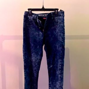 acid wash high rise skinny jeans